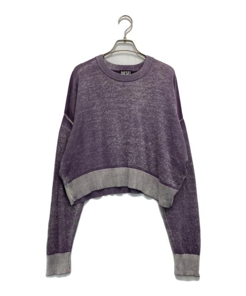 DIESEL（ディーゼル）DIESEL (ディーゼル) ロゴパッチニット パープル サイズ:Sの古着・服飾アイテム