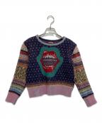 KAPITALキャピタル）の古着「パッチワークニット」｜レッド×ネイビー