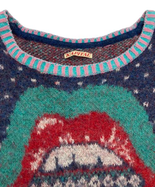 KAPITAL（キャピタル）KAPITAL (キャピタル) パッチワークニット レッド×ネイビー サイズ:1/Sの古着・服飾アイテム