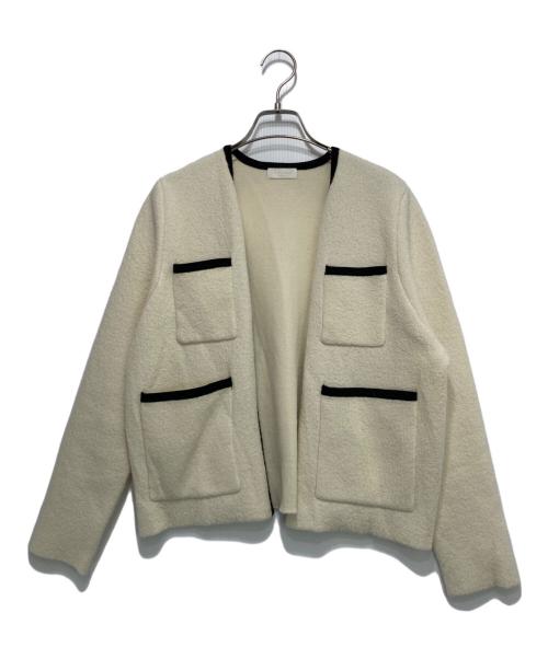 BALLSEY（ボールジィ）BALLSEY (ボールジィ) ウールナイロンブークレー フロントオープンカーディガン アイボリー サイズ:Sの古着・服飾アイテム