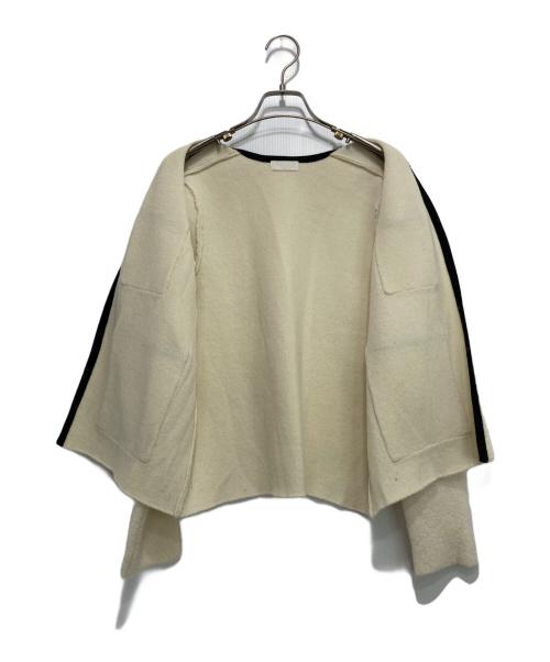 BALLSEY（ボールジィ）BALLSEY (ボールジィ) ウールナイロンブークレー フロントオープンカーディガン アイボリー サイズ:Sの古着・服飾アイテム