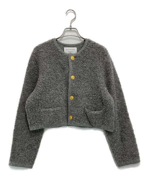 MACPHEE（マカフィー）MACPHEE (マカフィー) ムートン クルーネックカーディガン グレー サイズ:Sの古着・服飾アイテム