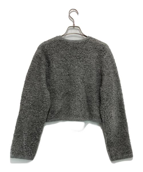 MACPHEE（マカフィー）MACPHEE (マカフィー) ムートン クルーネックカーディガン グレー サイズ:Sの古着・服飾アイテム