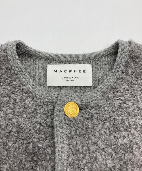 MACPHEE（マカフィー）MACPHEE (マカフィー) ムートン クルーネックカーディガン グレー サイズ:Sの古着・服飾アイテム