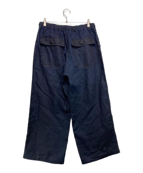 FRONT 11201（フロント 11201）FRONT 11201 (フロント 11201) BLACK INDIGO LINEN EASY PANTS ブルー×ブラック サイズ:Lの古着・服飾アイテム