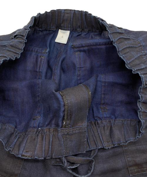 FRONT 11201（フロント 11201）FRONT 11201 (フロント 11201) BLACK INDIGO LINEN EASY PANTS ブルー×ブラック サイズ:Lの古着・服飾アイテム