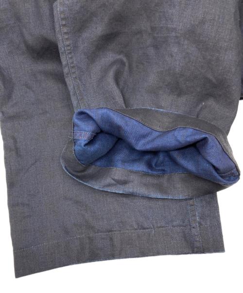 FRONT 11201（フロント 11201）FRONT 11201 (フロント 11201) BLACK INDIGO LINEN EASY PANTS ブルー×ブラック サイズ:Lの古着・服飾アイテム