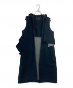 YORIヨリ）の古着「ボンディング ロングベスト ジレ」｜ブラック