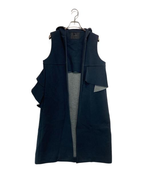 YORI（ヨリ）YORI (ヨリ) ボンディング ロングベスト ジレ ブラック サイズ:Fの古着・服飾アイテム