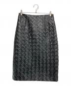MARELLAマレーラ）の古着「エコレザーメッシュスカート」｜ブラック