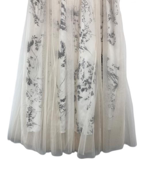 FRAY ID（フレイ アイディー）FRAY ID (フレイ アイディー) チュールスカートコンビカシュクールニットワンピース ホワイトの古着・服飾アイテム