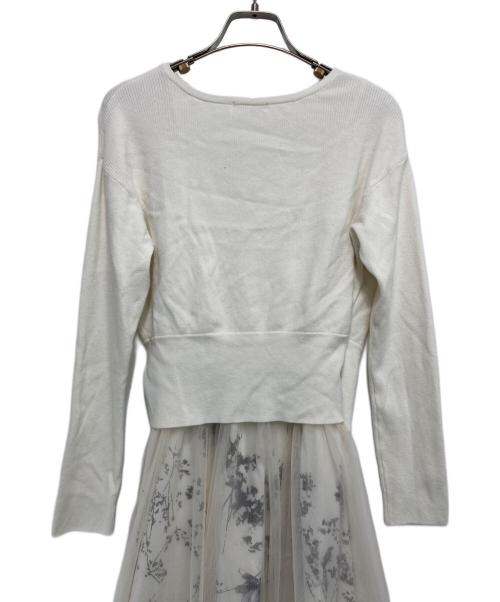 FRAY ID（フレイ アイディー）FRAY ID (フレイ アイディー) チュールスカートコンビカシュクールニットワンピース ホワイトの古着・服飾アイテム