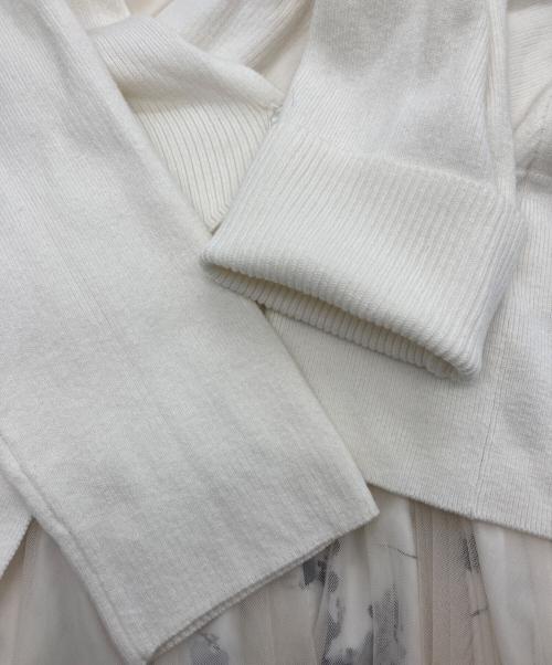 FRAY ID（フレイ アイディー）FRAY ID (フレイ アイディー) チュールスカートコンビカシュクールニットワンピース ホワイトの古着・服飾アイテム