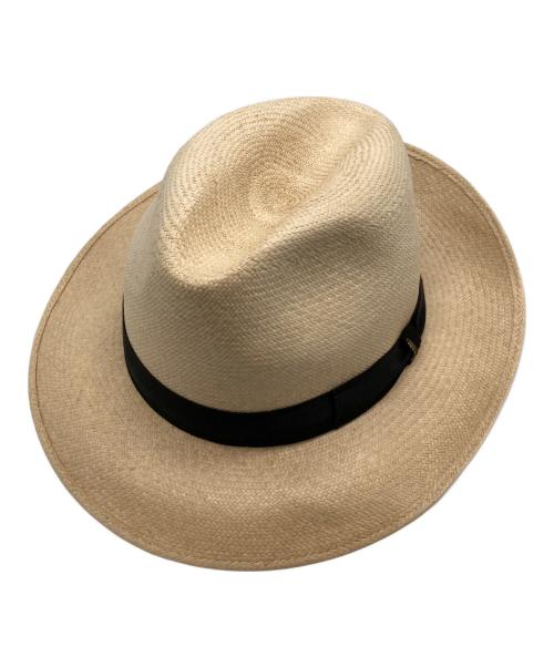 BORSALINO（ボルサリーノ）BORSALINO (ボルサリーノ) 天然草中折れハット アイボリー サイズ:62の古着・服飾アイテム