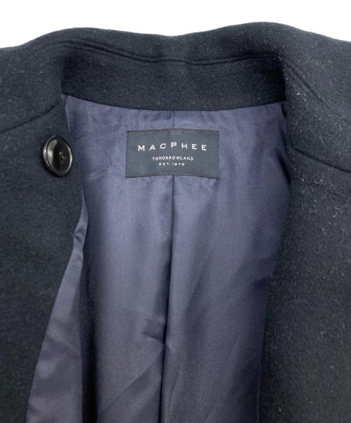 MACPHEE（マカフィー）MACPHEE (マカフィー) ウールヘリンボーン ワイドスリーブハーフコート ネイビー サイズ:38の古着・服飾アイテム