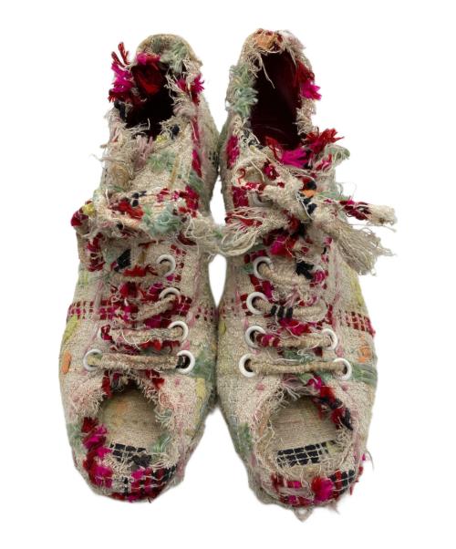 CHANEL（シャネル）CHANEL (シャネル) ツイードオープントゥーサンダル マルチカラー サイズ:36の古着・服飾アイテム