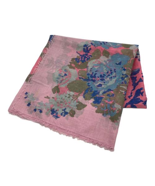 45R（フォーティファイブ・アール）45R (フォーティファイブ・アール) 花柄ストール ブルー×ピンクの古着・服飾アイテム