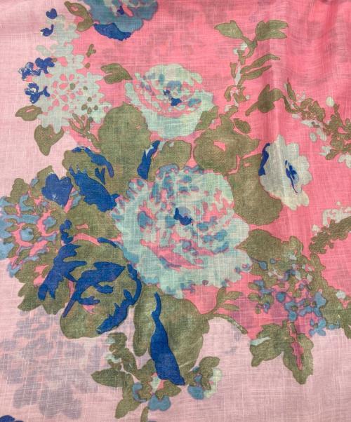 45R（フォーティファイブ・アール）45R (フォーティファイブ・アール) 花柄ストール ブルー×ピンクの古着・服飾アイテム