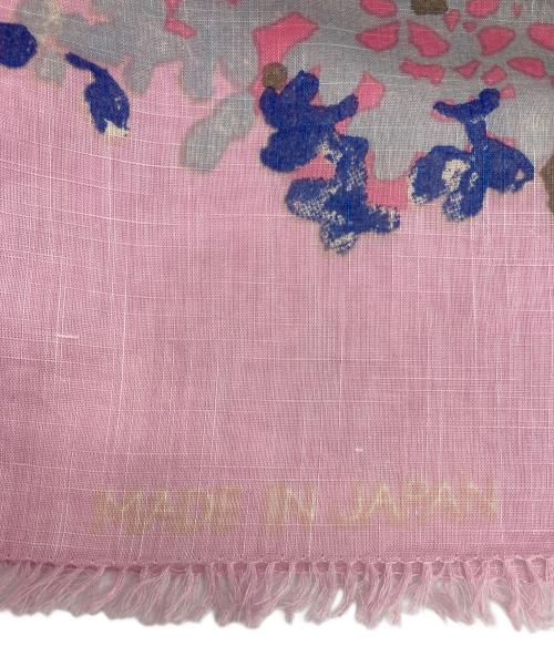 45R（フォーティファイブ・アール）45R (フォーティファイブ・アール) 花柄ストール ブルー×ピンクの古着・服飾アイテム