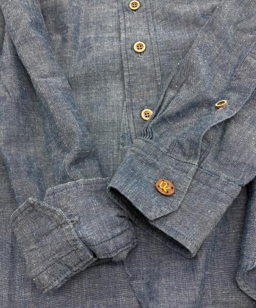 45R（フォーティファイブ・アール）45R (フォーティファイブ・アール) インドカディオックスの908ローファースタンドシャツ ブルー サイズ:●の古着・服飾アイテム