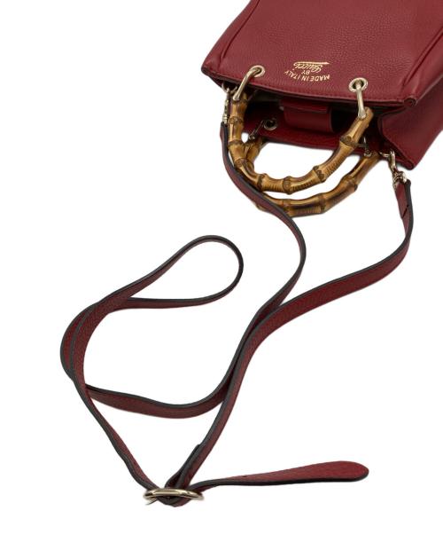 GUCCI（グッチ）GUCCI (グッチ) バンブーミニショッパー/2WAYバッグ レッドの古着・服飾アイテム