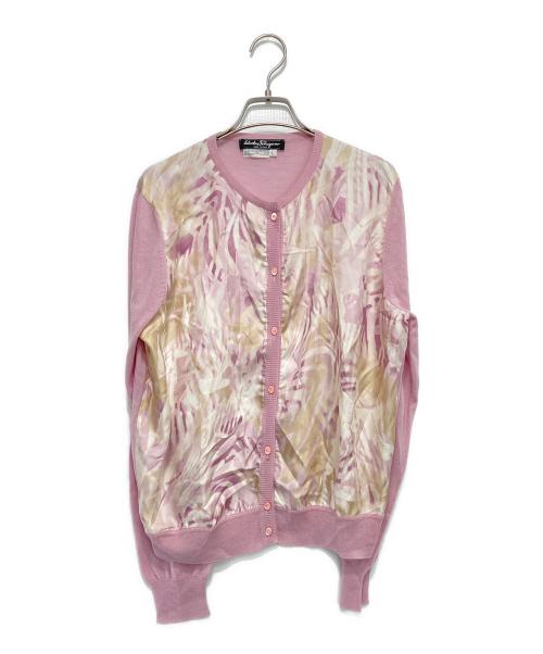 Salvatore Ferragamo（サルヴァトーレ フェラガモ）Salvatore Ferragamo (サルヴァトーレ フェラガモ) ウールシルクカーディガン ピンク サイズ:Lの古着・服飾アイテム