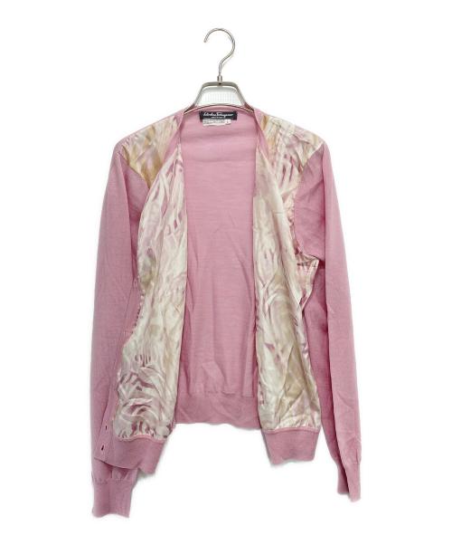 Salvatore Ferragamo（サルヴァトーレ フェラガモ）Salvatore Ferragamo (サルヴァトーレ フェラガモ) ウールシルクカーディガン ピンク サイズ:Lの古着・服飾アイテム