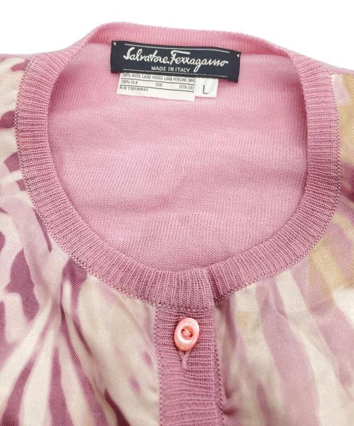 Salvatore Ferragamo（サルヴァトーレ フェラガモ）Salvatore Ferragamo (サルヴァトーレ フェラガモ) ウールシルクカーディガン ピンク サイズ:Lの古着・服飾アイテム