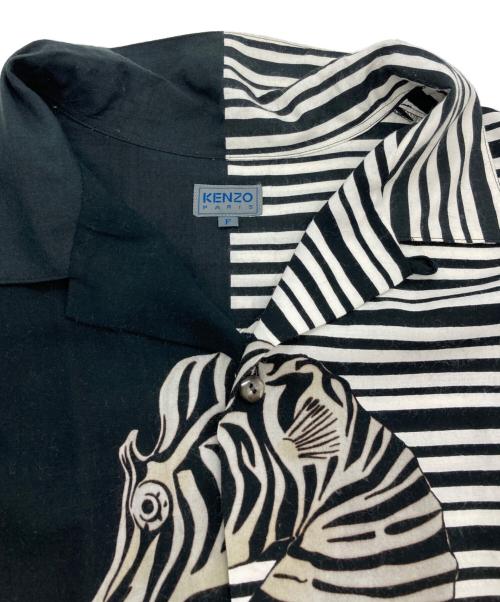 KENZO（ケンゾー）KENZO (ケンゾー) タツノオトシゴオープンカラーシャツ ブラック×ホワイト サイズ:Fの古着・服飾アイテム