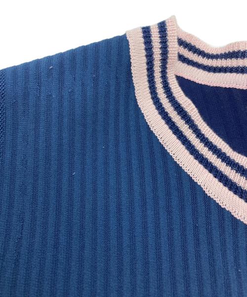 PLEATS PLEASE A-POC（プリーツプリーズ）PLEATS PLEASE A-POC (プリーツプリーズ) 半袖カーディガン ネイビー サイズ:3の古着・服飾アイテム