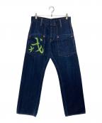 EVISUエヴィス）の古着「戒カモメ革シンチバッグデニムパンツ」｜インディゴ