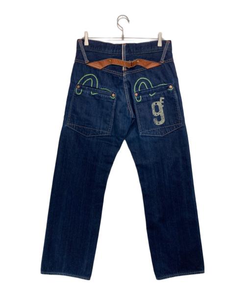 EVISU（エヴィス）EVISU (エヴィス) 戒カモメ革シンチバッグデニムパンツ インディゴ サイズ:32の古着・服飾アイテム