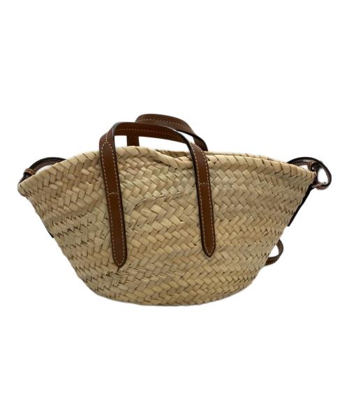 JIMMY CHOO（ジミーチュウ）JIMMY CHOO (ジミーチュウ) MACY TOTE/S VGH/カゴバッグ ブラウン×ベージュの古着・服飾アイテム