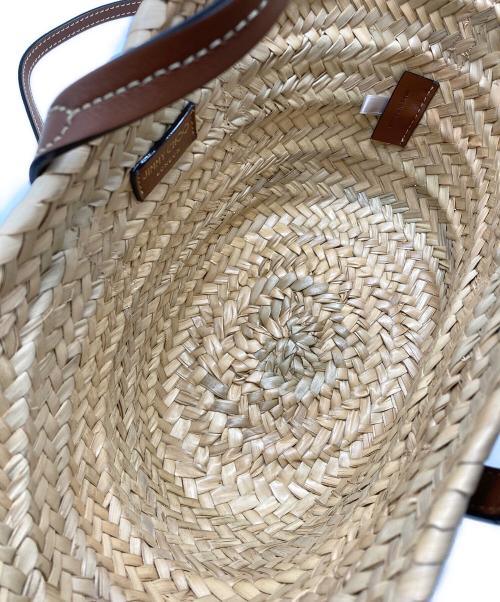 JIMMY CHOO（ジミーチュウ）JIMMY CHOO (ジミーチュウ) MACY TOTE/S VGH/カゴバッグ ブラウン×ベージュの古着・服飾アイテム