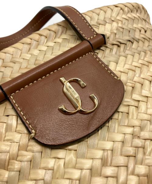 JIMMY CHOO（ジミーチュウ）JIMMY CHOO (ジミーチュウ) MACY TOTE/S VGH/カゴバッグ ブラウン×ベージュの古着・服飾アイテム