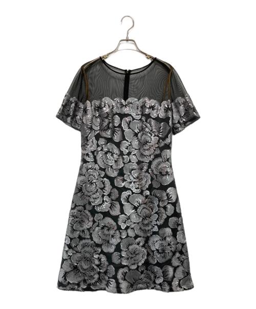 TADASHI SHOJI（タダシ ショージ）TADASHI SHOJI (タダシ ショージ) Kala Floral Sequin Embroidered/刺繍ワンピース グレー サイズ:8の古着・服飾アイテム