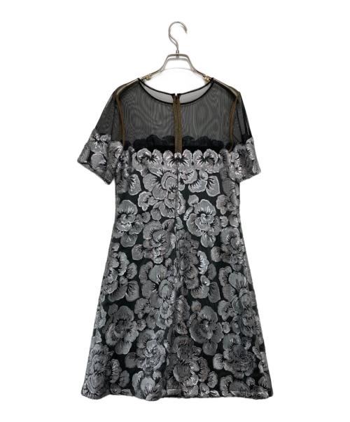 TADASHI SHOJI（タダシ ショージ）TADASHI SHOJI (タダシ ショージ) Kala Floral Sequin Embroidered/刺繍ワンピース グレー サイズ:8の古着・服飾アイテム