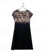 CHRISCELINクリスセリーン）の古着「刺繍デザインワンピース」｜ブラック×ピンク