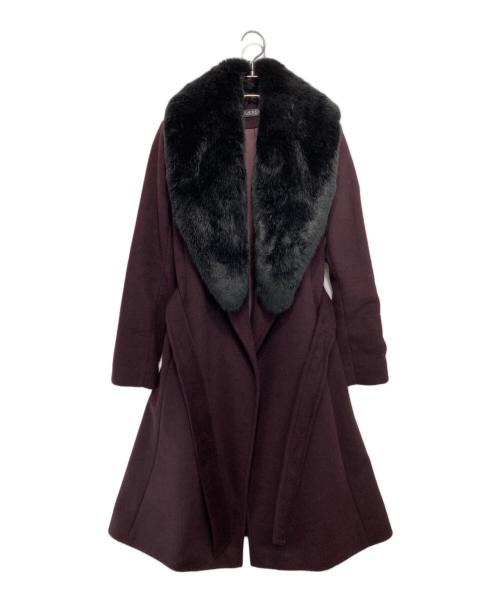 LAUREN RALPH LAUREN（ローレンラルフローレン）LAUREN RALPH LAUREN (ローレンラルフローレン) フェイクファーウールコート パープルの古着・服飾アイテム