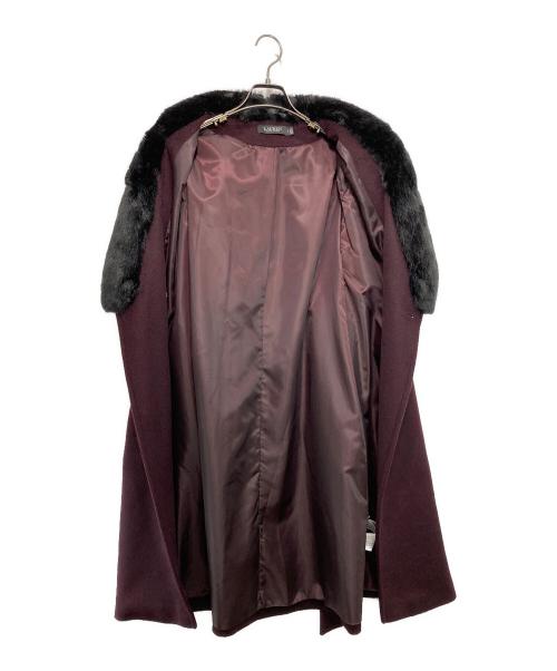 LAUREN RALPH LAUREN（ローレンラルフローレン）LAUREN RALPH LAUREN (ローレンラルフローレン) フェイクファーウールコート パープルの古着・服飾アイテム