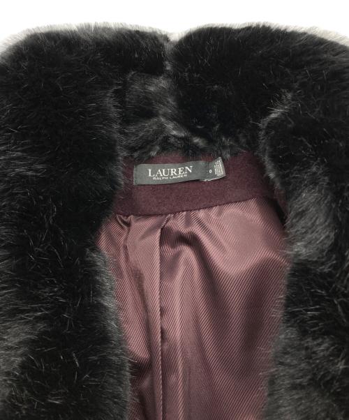 LAUREN RALPH LAUREN（ローレンラルフローレン）LAUREN RALPH LAUREN (ローレンラルフローレン) フェイクファーウールコート パープルの古着・服飾アイテム