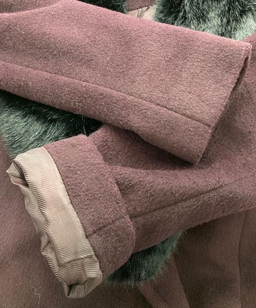 LAUREN RALPH LAUREN（ローレンラルフローレン）LAUREN RALPH LAUREN (ローレンラルフローレン) フェイクファーウールコート パープルの古着・服飾アイテム