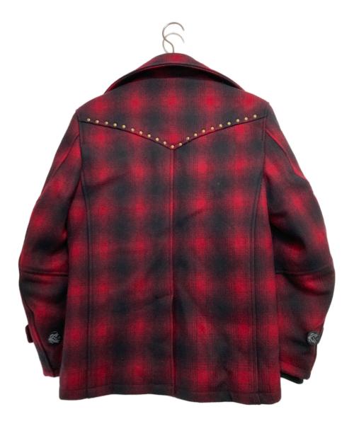 VANSON（バンソン）VANSON (バンソン) チェックPコート レッド×ブラック サイズ:Mの古着・服飾アイテム