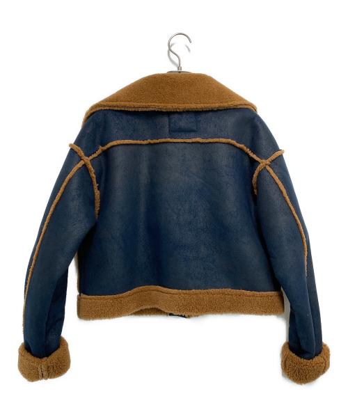 juemi（ジュエミ）JUEMI (ジュエミ) エコムートンジャケット ネイビー×ブラウン サイズ:FREEの古着・服飾アイテム