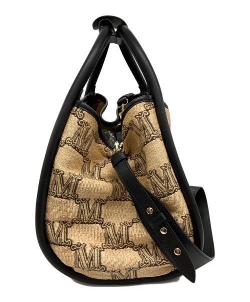 MaxMara（マックスマーラ）MaxMara (マックスマーラ) Mロゴカゴバッグ ベージュ×ブラックの古着・服飾アイテム