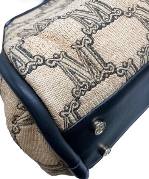 MaxMara（マックスマーラ）MaxMara (マックスマーラ) Mロゴカゴバッグ ベージュ×ブラックの古着・服飾アイテム