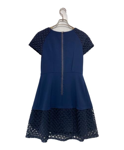LANVIN en Bleu（ランバンオンブルー）LANVIN en Bleu (ランバンオンブルー) 半袖レースワンピース ネイビー サイズ:36の古着・服飾アイテム