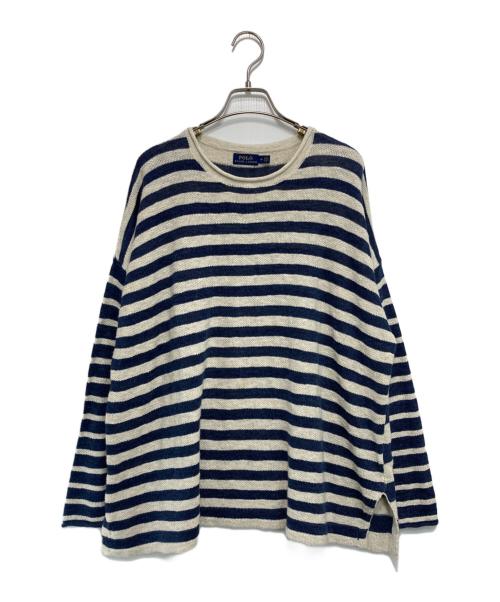 POLO RALPH LAUREN（ポロ・ラルフローレン）POLO RALPH LAUREN (ポロ・ラルフローレン) ボーダーニット ブルー サイズ:M（165/92A)の古着・服飾アイテム