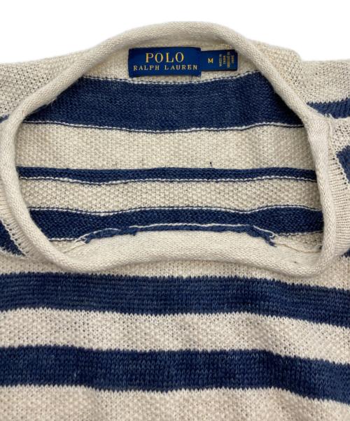 POLO RALPH LAUREN（ポロ・ラルフローレン）POLO RALPH LAUREN (ポロ・ラルフローレン) ボーダーニット ブルー サイズ:M（165/92A)の古着・服飾アイテム