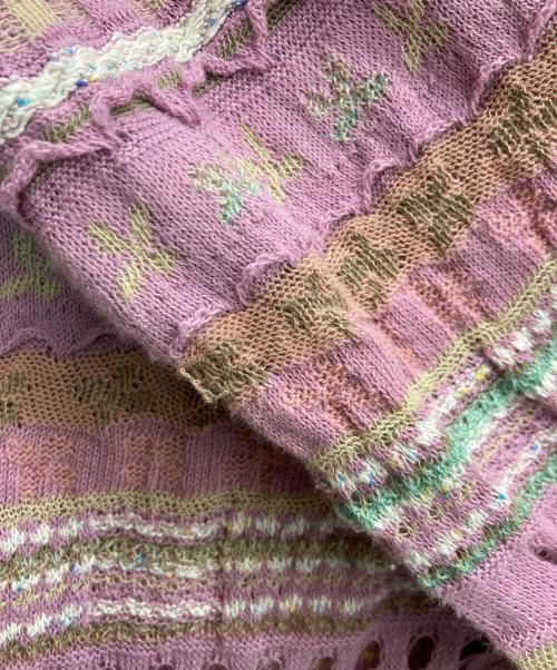 M.&KYOKO（エムアンドキョウコ）M.&KYOKO (エムアンドキョウコ) ジャガード カーディガン ピンク サイズ:1の古着・服飾アイテム